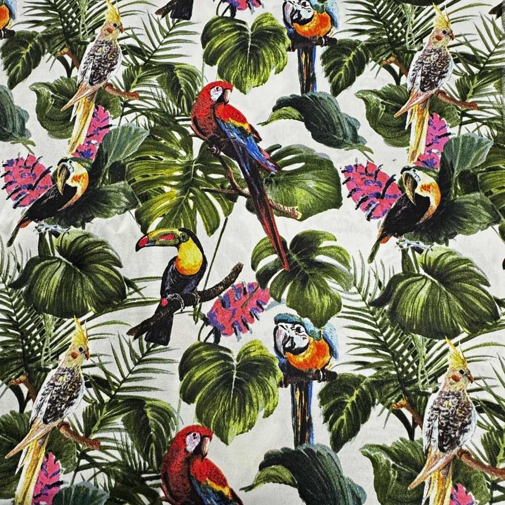 Jo-Ann Tropical Parrot Bird Outdoor Fabric 55.5" x 4 Yards Jungle Botanical